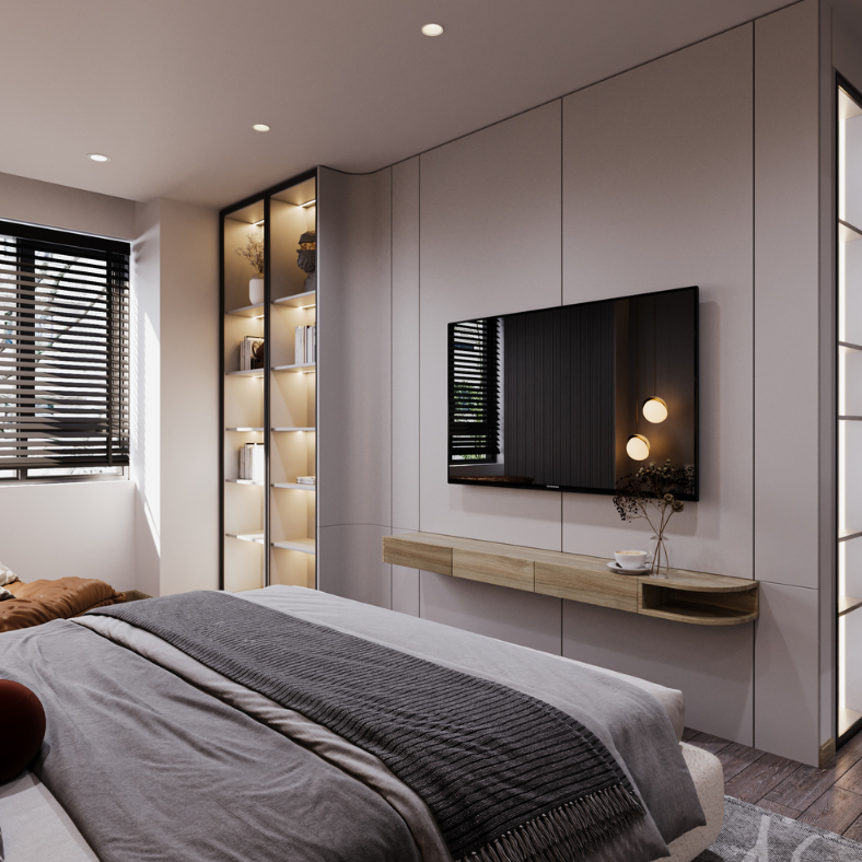 apartment bedroom, cleaned and comfortable