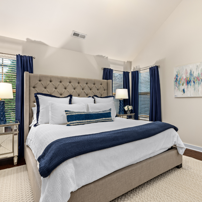 cleaned bedroom, cozy and comfortable