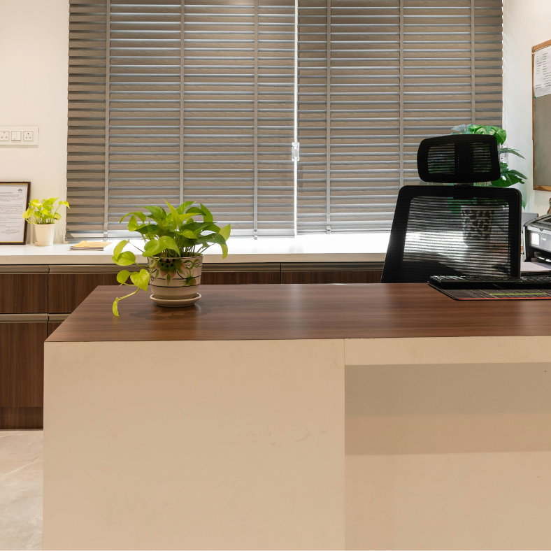 interior office cleaned, sanitized, and ready to be used