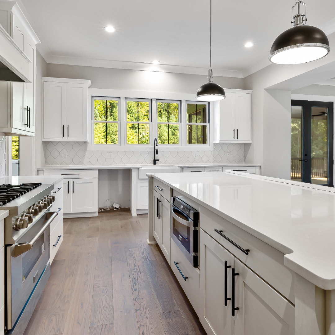 Kitchen after a remodeling project and a post-construction service