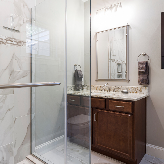 bathroom, cleaned and sanitized