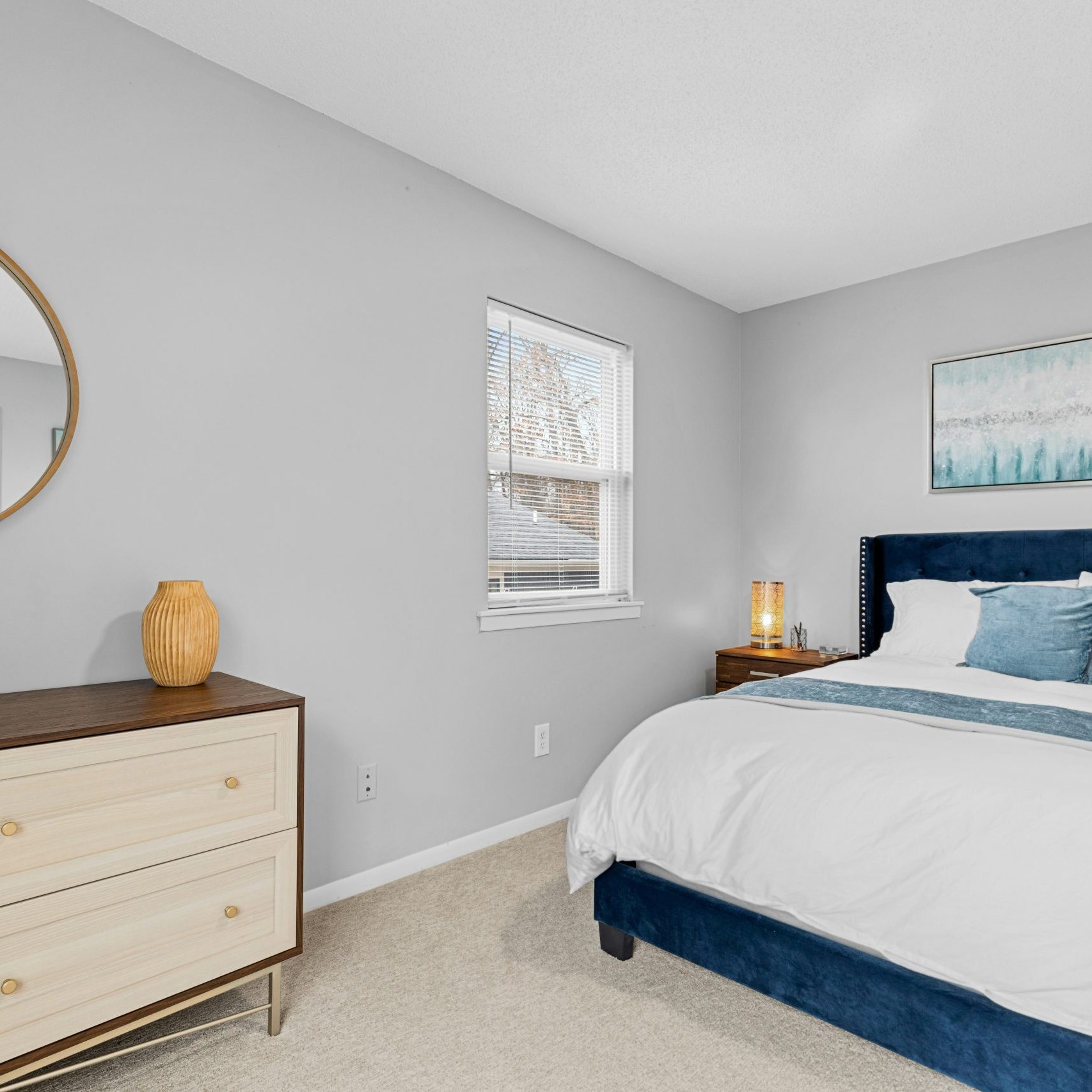 bedroom interior after a professional cleaning service, cozy and comfortable