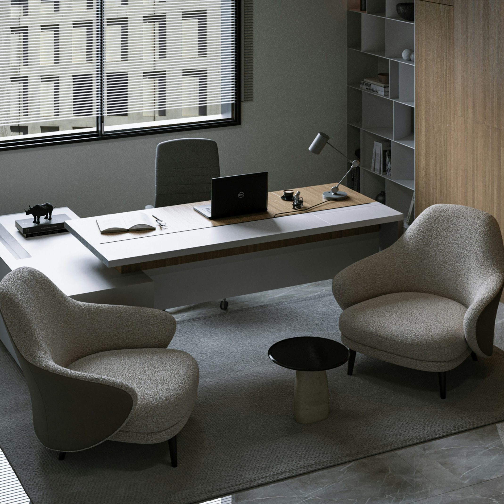 small office interior, tidy and pristine after receiving a cleaning service